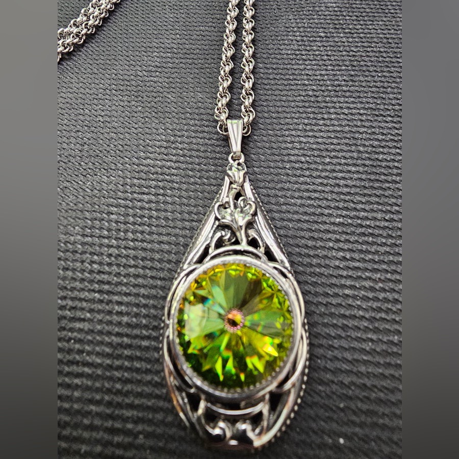 Whiting & Davis Vintage Vip Rivoli Swarovski Necklace Silver
